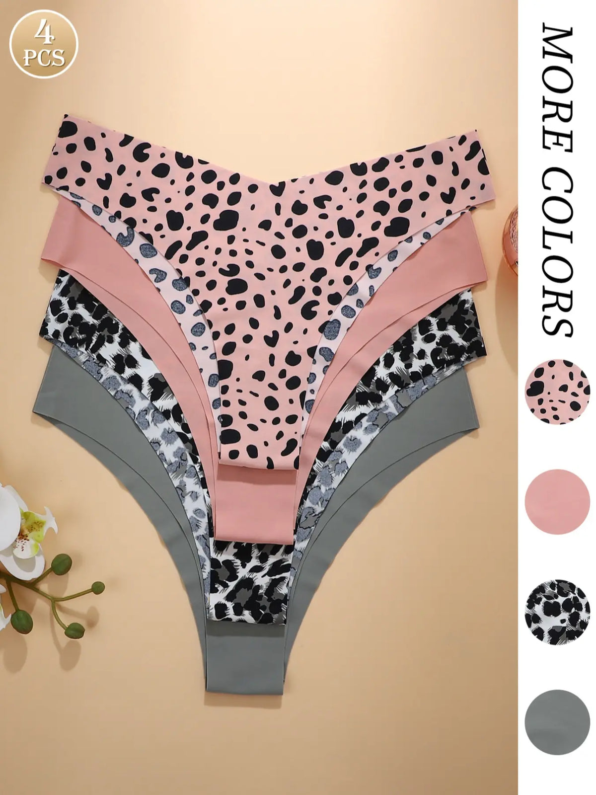 Women'S Floral Heart Leopard Print Everyday Wear Underwear Set, 3/4/6/7/8/10/12 Pieces, Casual Fitted Design, All Seasons Comfortable Panties, Lingerie, Casual Comfy Panty