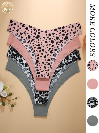 Women'S Floral Heart Leopard Print Everyday Wear Underwear Set, 3/4/6/7/8/10/12 Pieces, Casual Fitted Design, All Seasons Comfortable Panties, Lingerie, Casual Comfy Panty