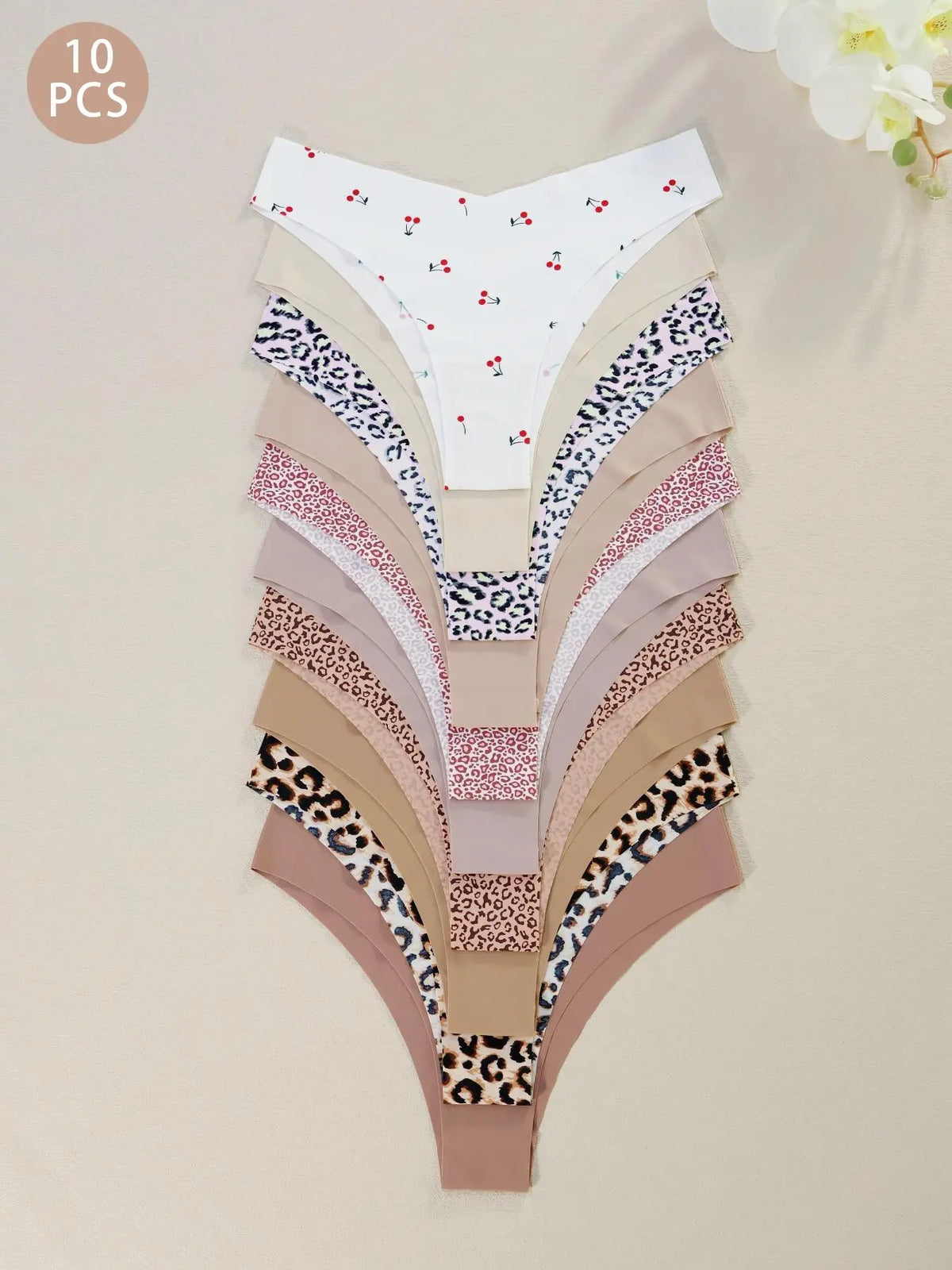 Women'S Floral Heart Leopard Print Everyday Wear Underwear Set, 3/4/6/7/8/10/12 Pieces, Casual Fitted Design, All Seasons Comfortable Panties, Lingerie, Casual Comfy Panty