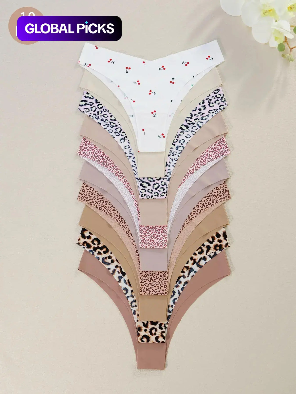 Women'S Floral Heart Leopard Print Everyday Wear Underwear Set, 3/4/6/7/8/10/12 Pieces, Casual Fitted Design, All Seasons Comfortable Panties, Lingerie, Casual Comfy Panty