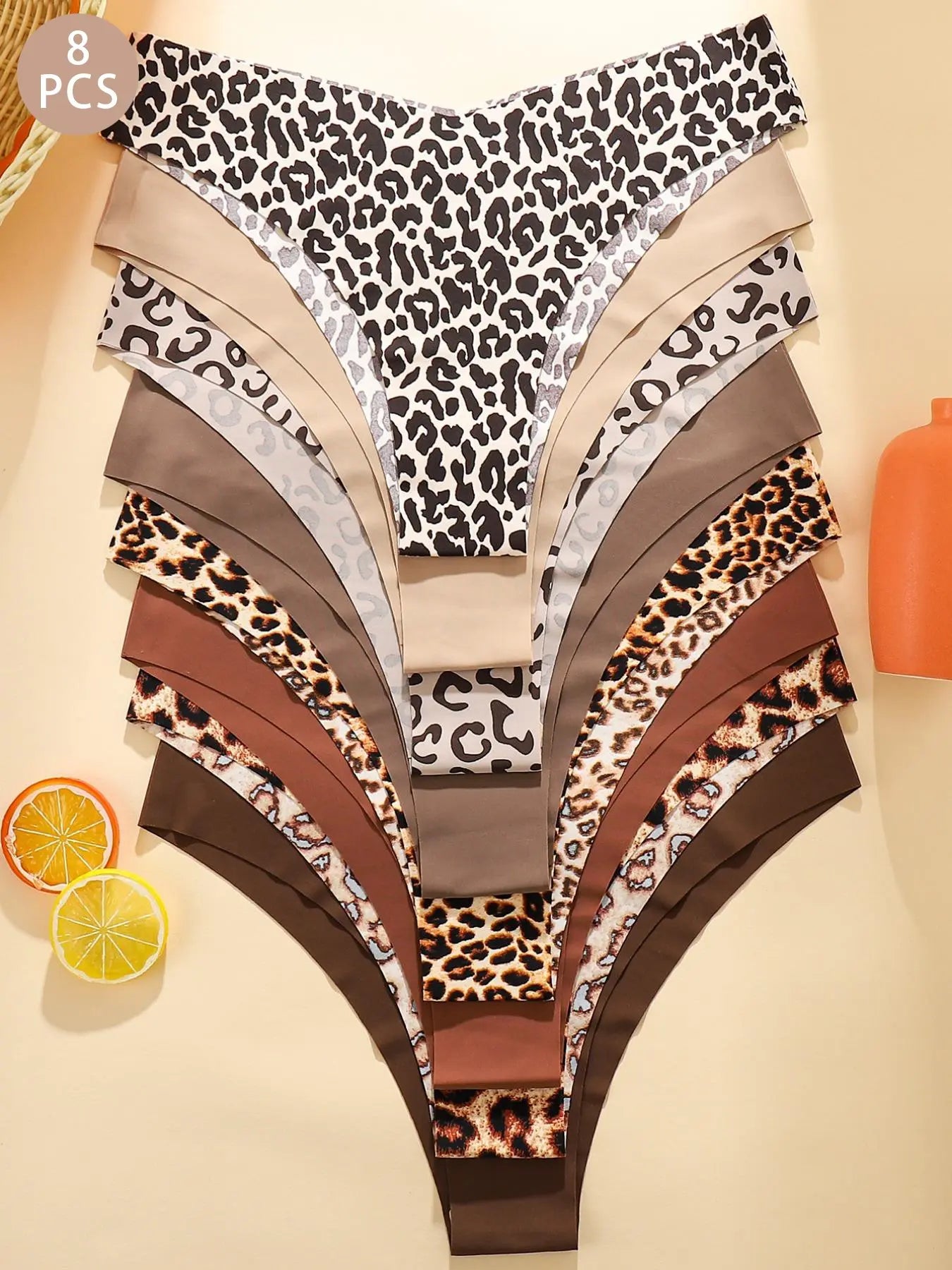 Women'S Floral Heart Leopard Print Everyday Wear Underwear Set, 3/4/6/7/8/10/12 Pieces, Casual Fitted Design, All Seasons Comfortable Panties, Lingerie, Casual Comfy Panty